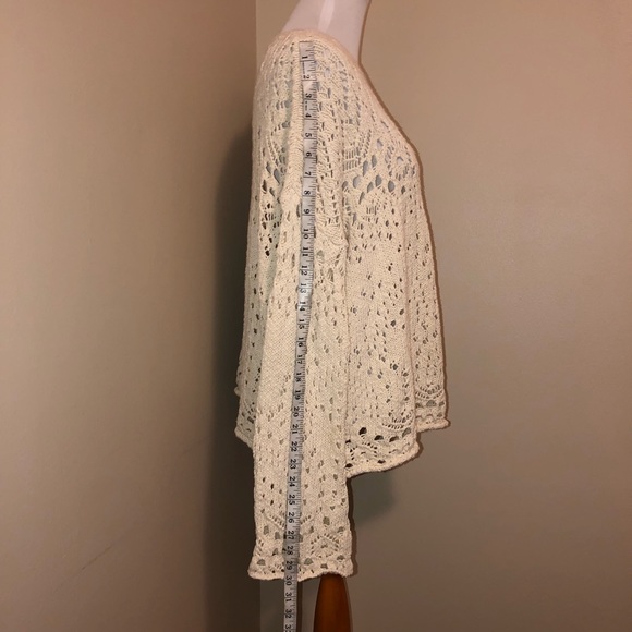 Free People Long Sleeve Traveling Ivory Lacey Sweater - Picture 7 of 15